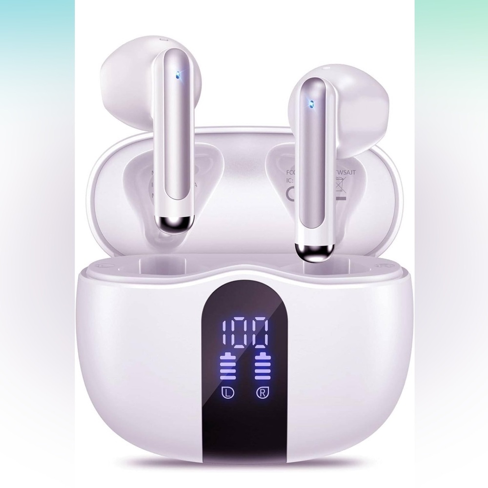Wireless White Earbuds with Charging Case